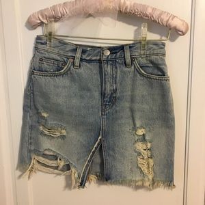 We The Free - relaxed and destroyed Free People Denim Skirt